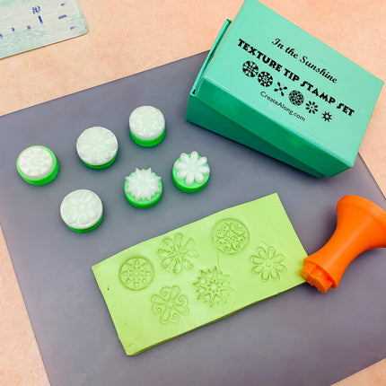 Texture Tips Stamps In the Sunshine Set of 6 small stamp set for polymer clay and mixed media - Create Along 