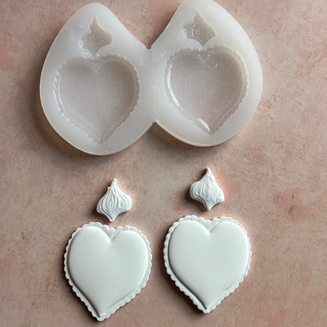 Flaming Heart Milagro Earrings Silicone mold Valentine - Create Along 