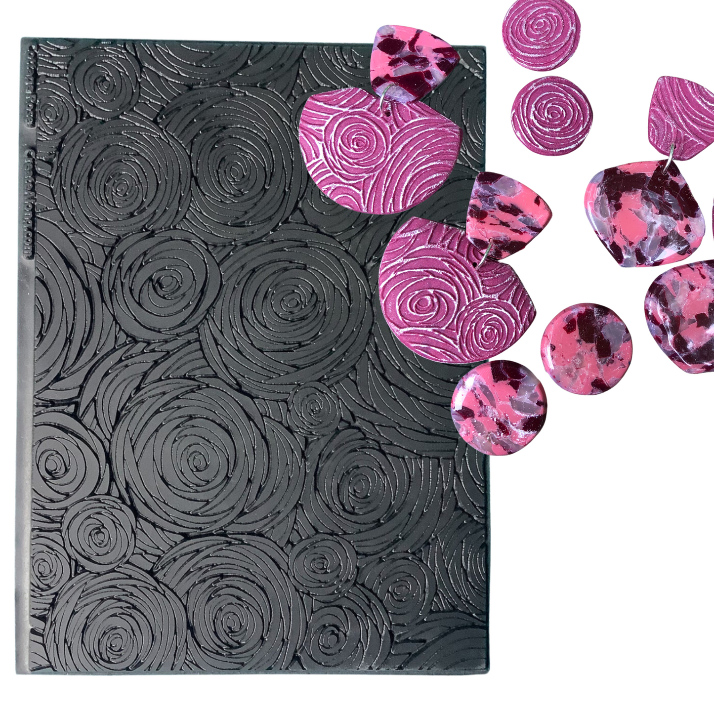 Cottage Rose Rubber Stamp Texture Sheet Mat for polymer clay metal clay mixed media art