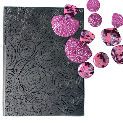 Cottage Rose Rubber Stamp Texture Sheet Mat for polymer clay metal clay mixed media art - Create Along 