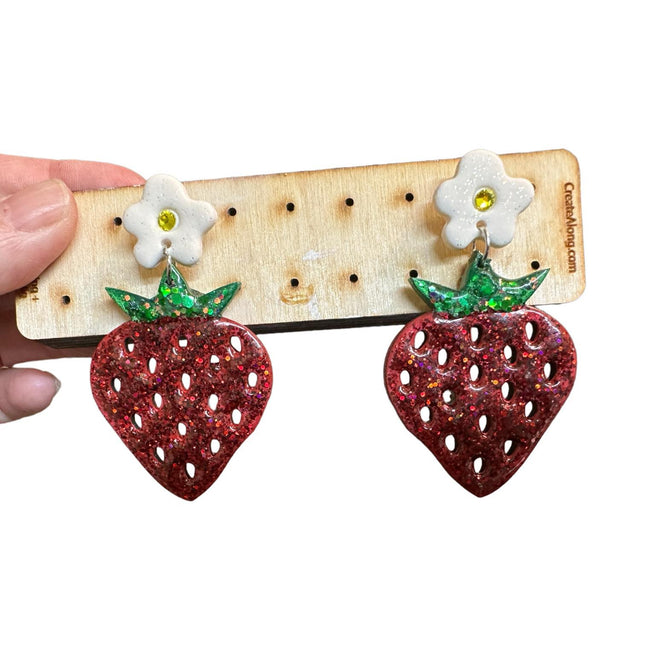 Strawberries 4 pairs Earring Components mix and match - Create Along 