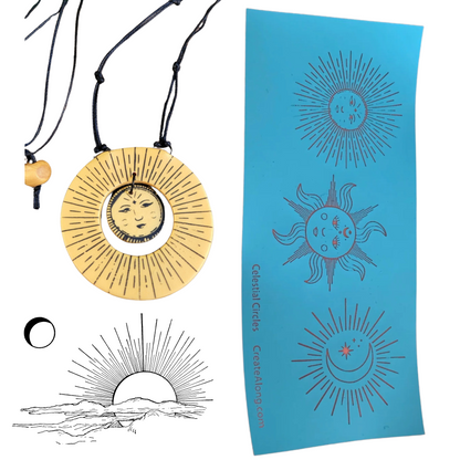 Silkscreen Polymer Celestial Circles Stencil for polymer clay - Create Along 