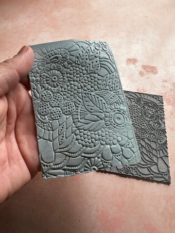 Floral Extravaganza Flower polymer clay rubber stamp texture - Create Along 