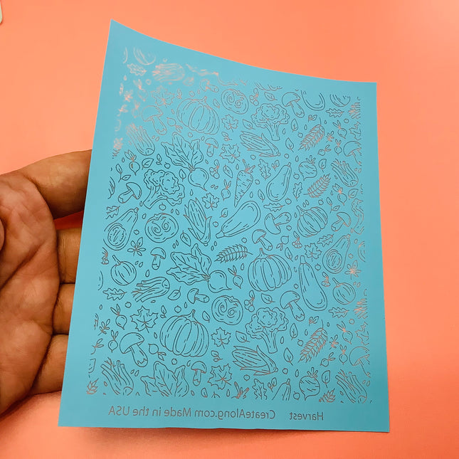 Harvest Silkscreen pumpkins gourds corn mushrooms clay stencil - Create Along 