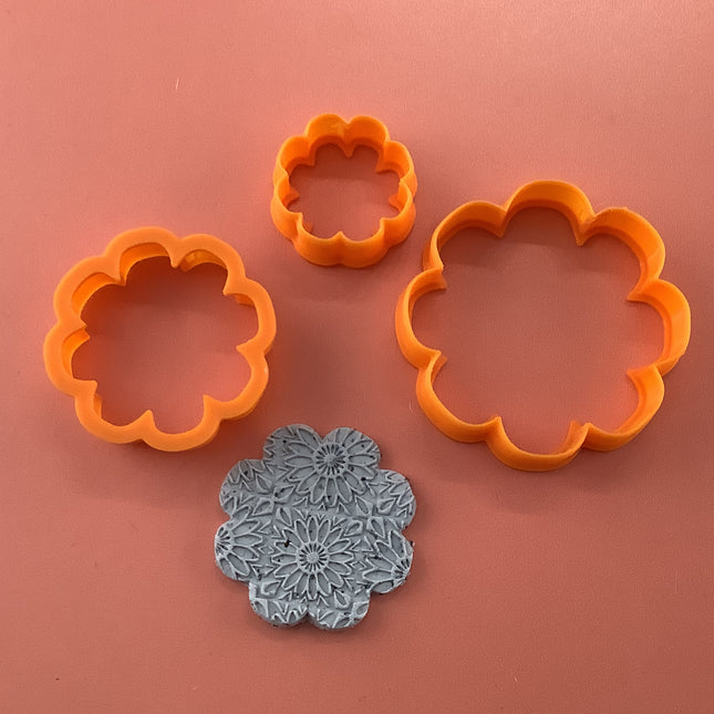 Daisy flower 3pc Graduated botanical Polymer clay Cutter set - Create Along 
