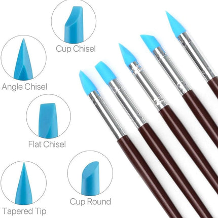 Rubber Tipped set of 8 Large Sculpting Tool Wands for polymer clay - Create Along 