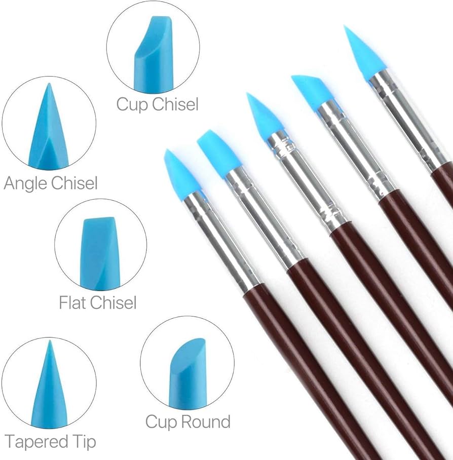 Rubber Tipped set of 8 Large Sculpting Tool Wands for polymer clay