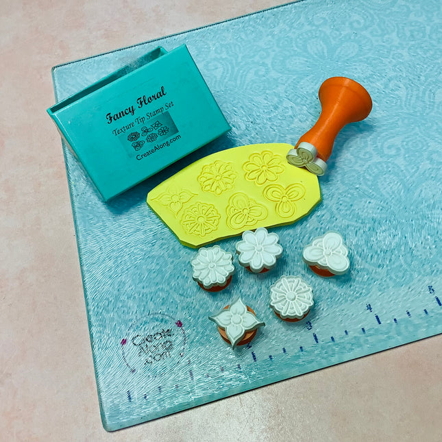 Texture Tips mini stamps Fancy Floral for clay mica ink - Create Along 