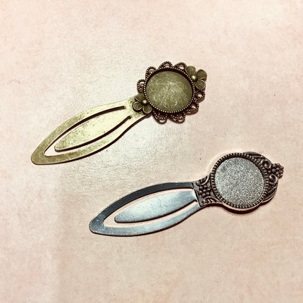 Metal Cabochon inset embossed clip metal bookmark - Create Along 