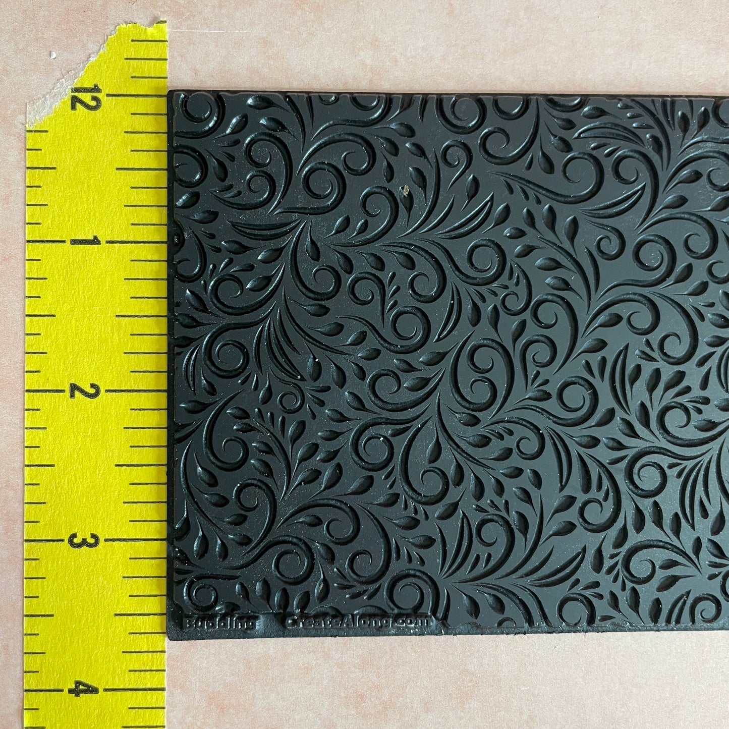 Budding Swirling botanical Rubber Stamp Texture Sheet Mat (medium)