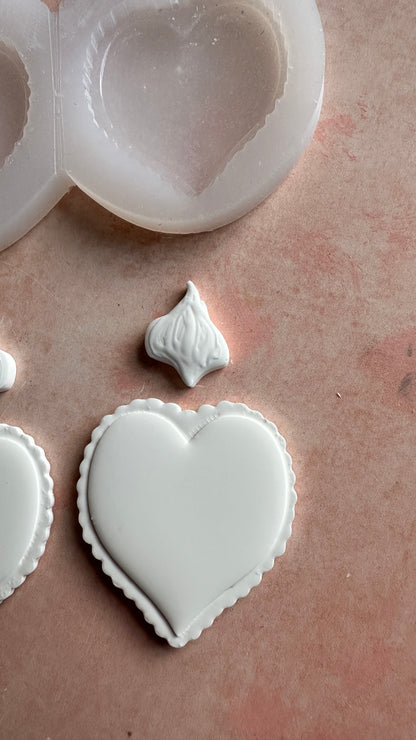 Flaming Heart Milagro Earrings Silicone mold Valentine - Create Along 