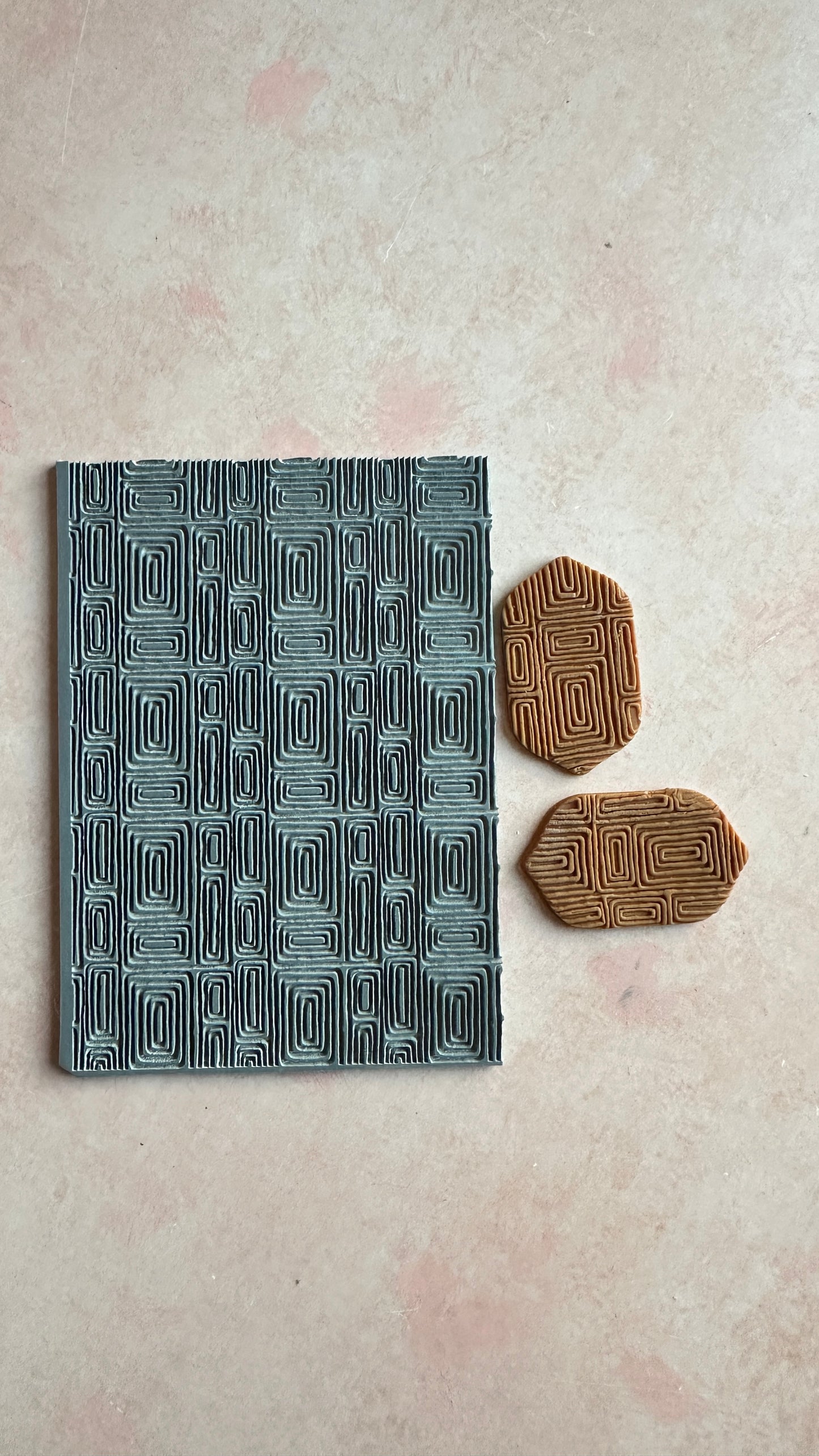 Polymer Clay Rubber Stamp Mod Squares Boho geometric pattern - Create Along 