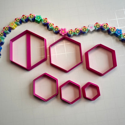 Hexagons Honeycomb bee polymer clay cutter set of 6 basics - Create Along 