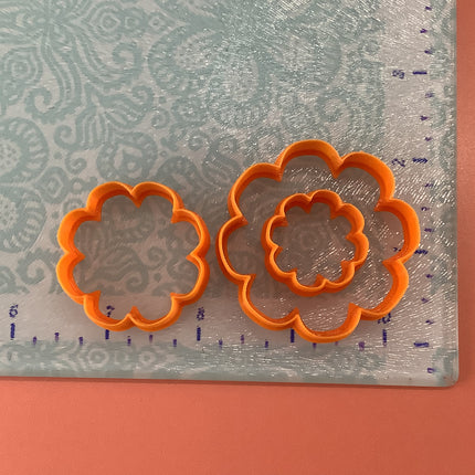 Daisy flower 3pc Graduated botanical Polymer clay Cutter set - Create Along 