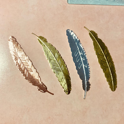 Feather Deco embossed metal bookmark - Create Along 