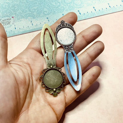 Metal Cabochon inset embossed clip metal bookmark - Create Along 
