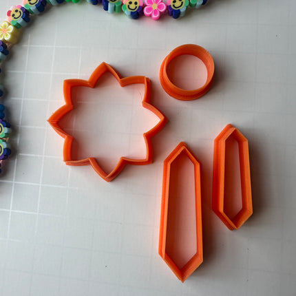 Lotus & Crystals Cutter Set | 4-Piece Polymer Clay Cutter Set for Statement Jewelry - Create Along 