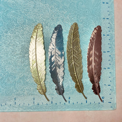 Feather Deco embossed metal bookmark - Create Along 