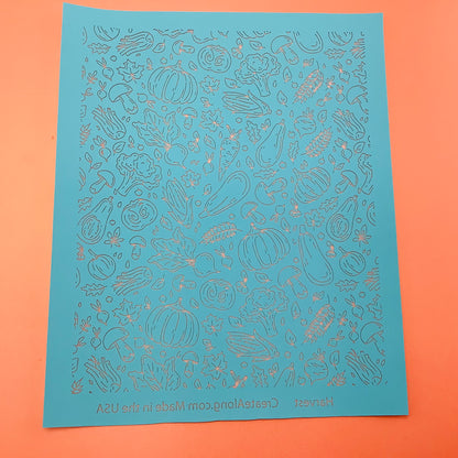 Harvest Silkscreen pumpkins gourds corn mushrooms clay stencil - Create Along 