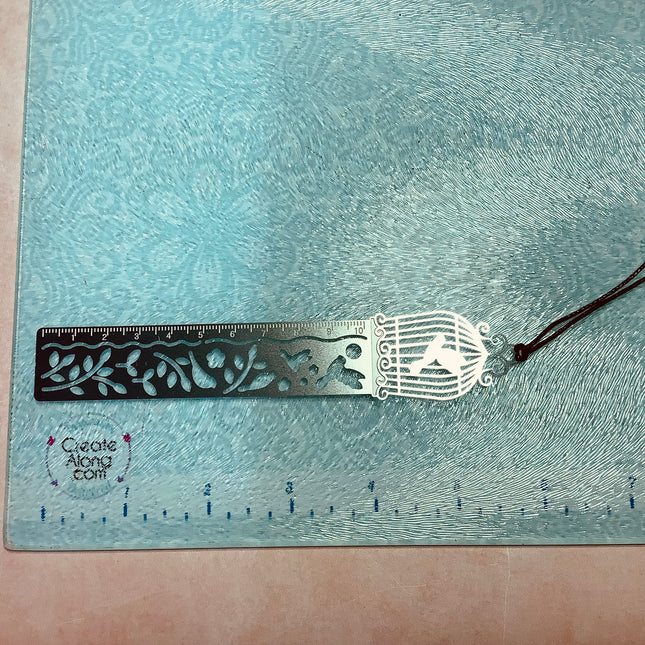 Birdcage ruler, embossed metal bookmark - Create Along 