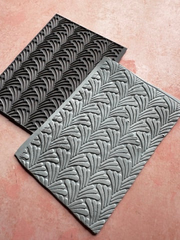 Art Deco Spout Flower polymer clay rubber stamp texture - Create Along 