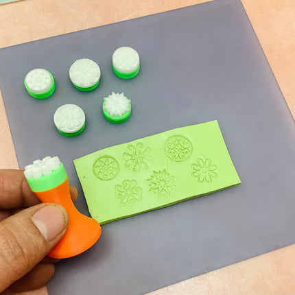 Texture Tips Stamps In the Sunshine Set of 6 small stamp set for polymer clay and mixed media - Create Along 