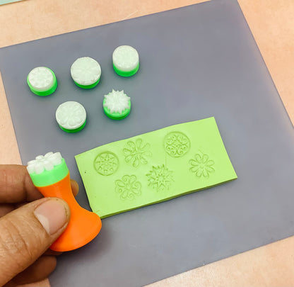 Texture Tips Stamps In the Sunshine Set of 6 small stamp set for polymer clay and mixed media - Create Along 