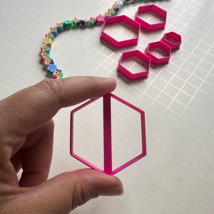 Hexagons Honeycomb bee polymer clay cutter set of 6 basics - Create Along 