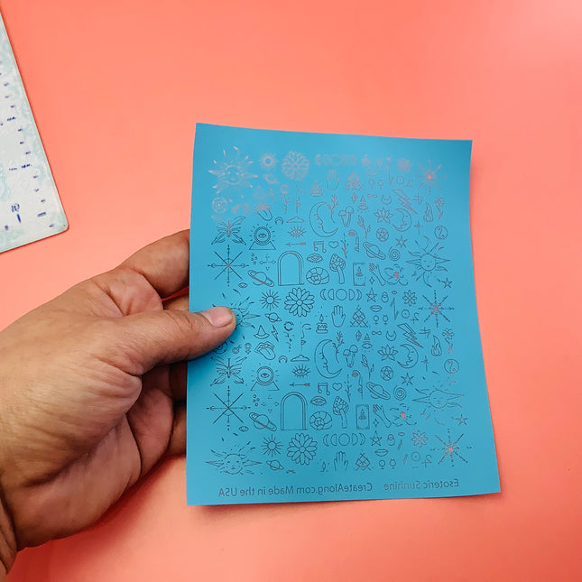 Esoteric Sunshine Silkscreen for polymer clay earrings art jewelry mixed media - Create Along 