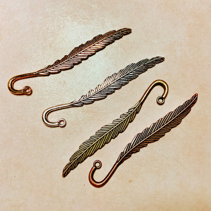 Feather hooked embossed metal bookmark - Create Along 