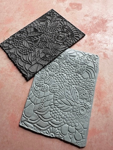 Floral Extravaganza Flower polymer clay rubber stamp texture - Create Along 