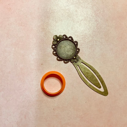 Metal Cabochon inset embossed clip metal bookmark - Create Along 
