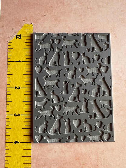 Furbabies cat dog polymer clay rubber stamp mat - Create Along 