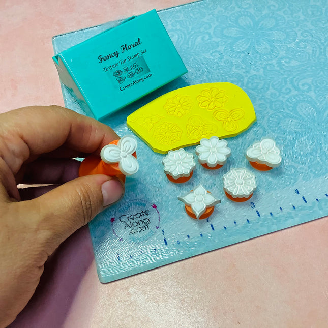 Texture Tips mini stamps Fancy Floral for clay mica ink - Create Along 