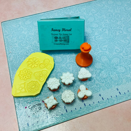 Texture Tips mini stamps Fancy Floral for clay mica ink - Create Along 