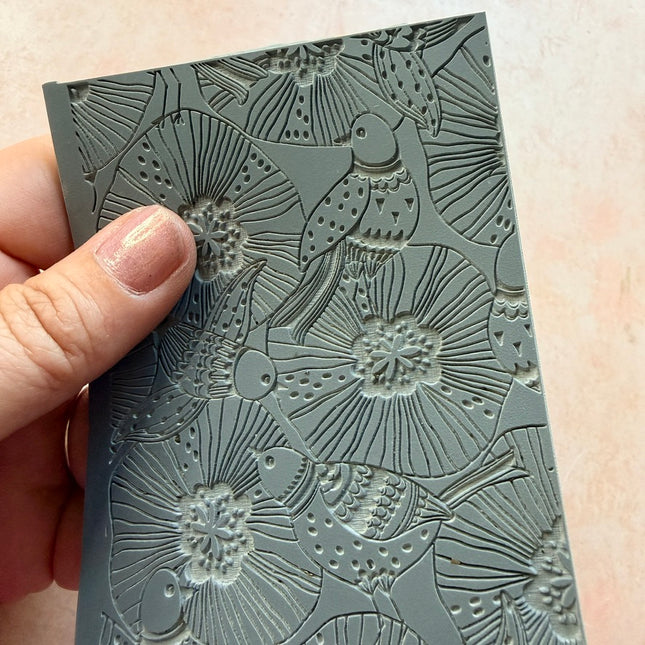 Pigeons and Poppies polymer clay Rubber Stamp texture sheet