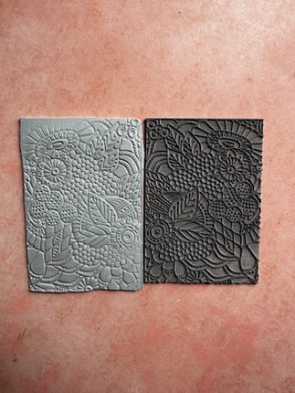 Floral Extravaganza Flower polymer clay rubber stamp texture - Create Along 