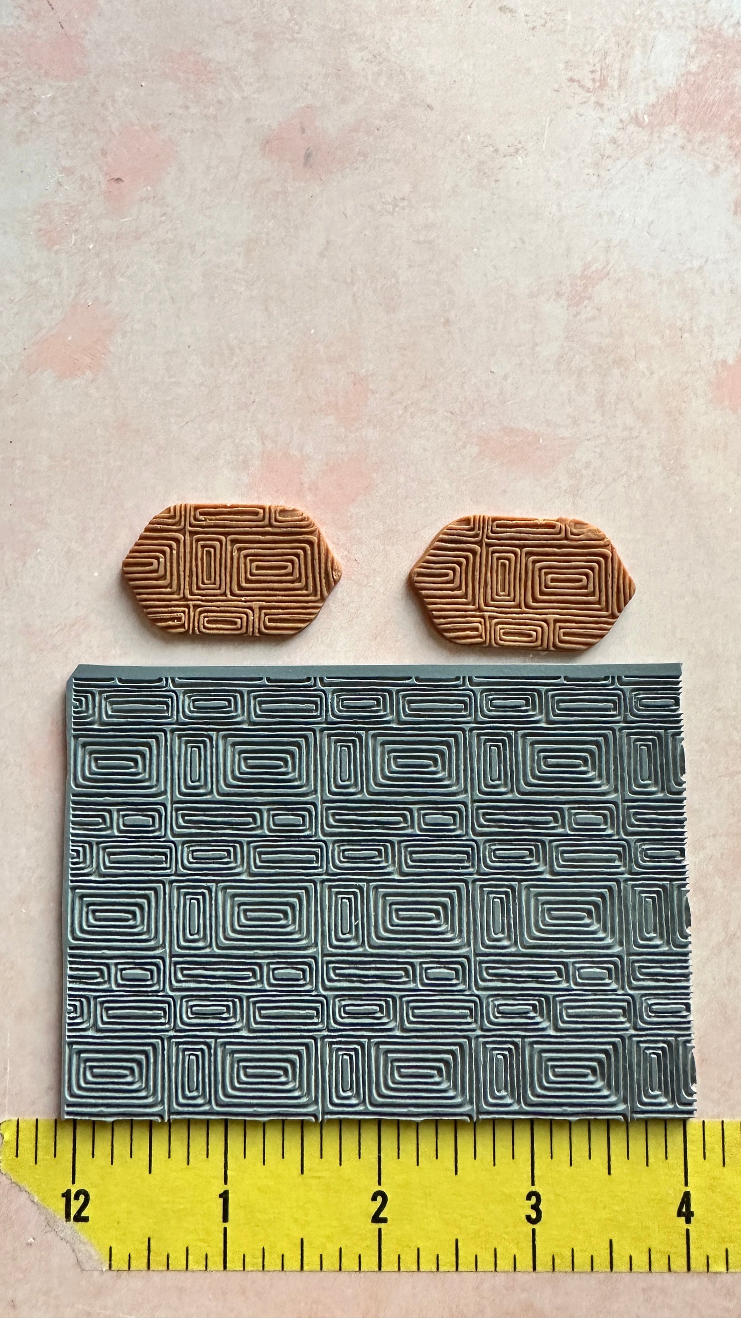 Polymer Clay Rubber Stamp Mod Squares Boho geometric pattern - Create Along 