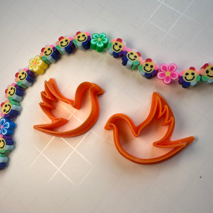 Dove of Peace mirrored flying bird clay earring cutter set - Create Along 