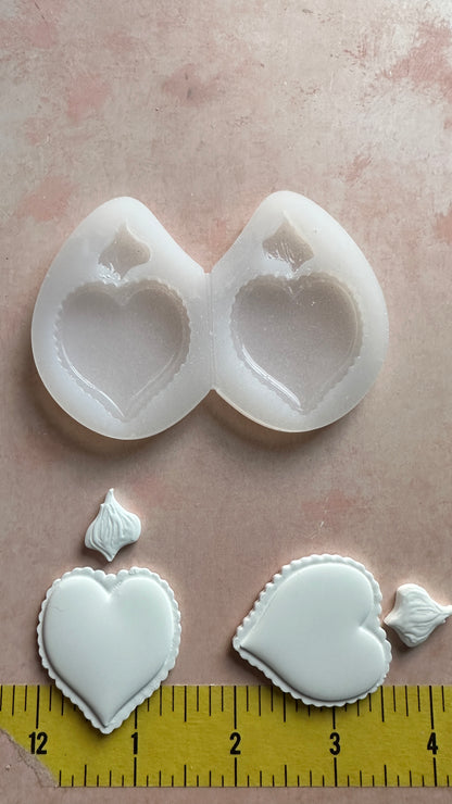 Flaming Heart Milagro Earrings Silicone mold Valentine - Create Along 