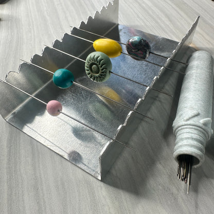Bead Baking and Drying Rack aluminum includes 20 bead pins in protective case polymer clay pen blanks resin - Create Along 