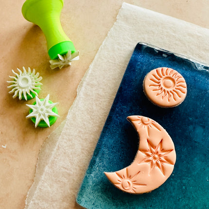 Celestial Starlight Texture Tips mini stamps for polymer clay and art - Create Along 