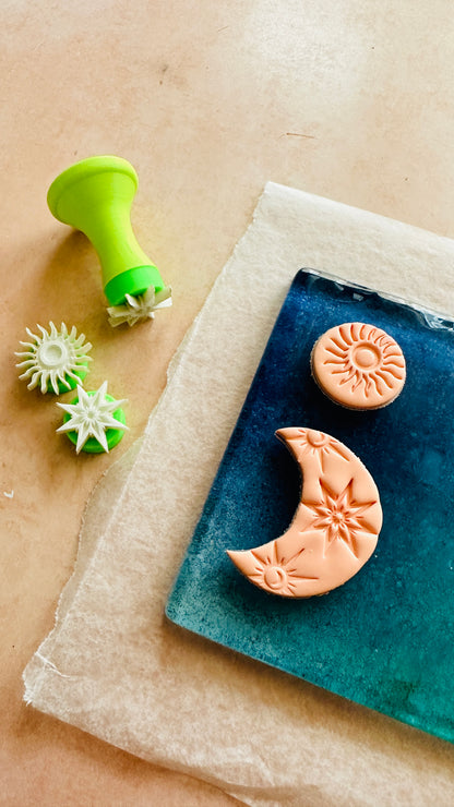Celestial Starlight Texture Tips mini stamps for polymer clay and art - Create Along 