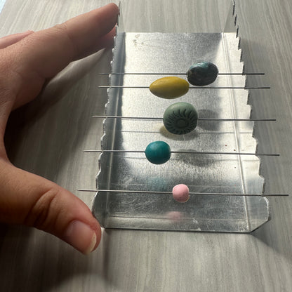 Bead Baking and Drying Rack aluminum includes 20 bead pins in protective case polymer clay pen blanks resin - Create Along 