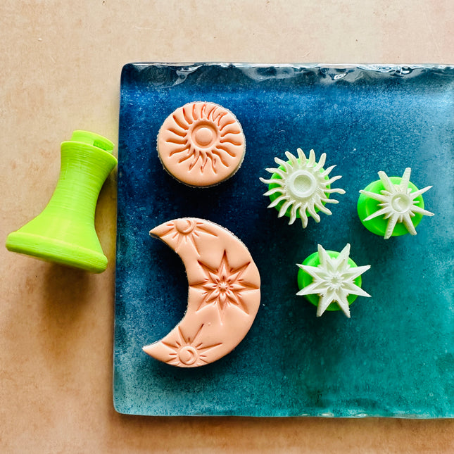 Celestial Starlight Texture Tips mini stamps for polymer clay and art - Create Along 