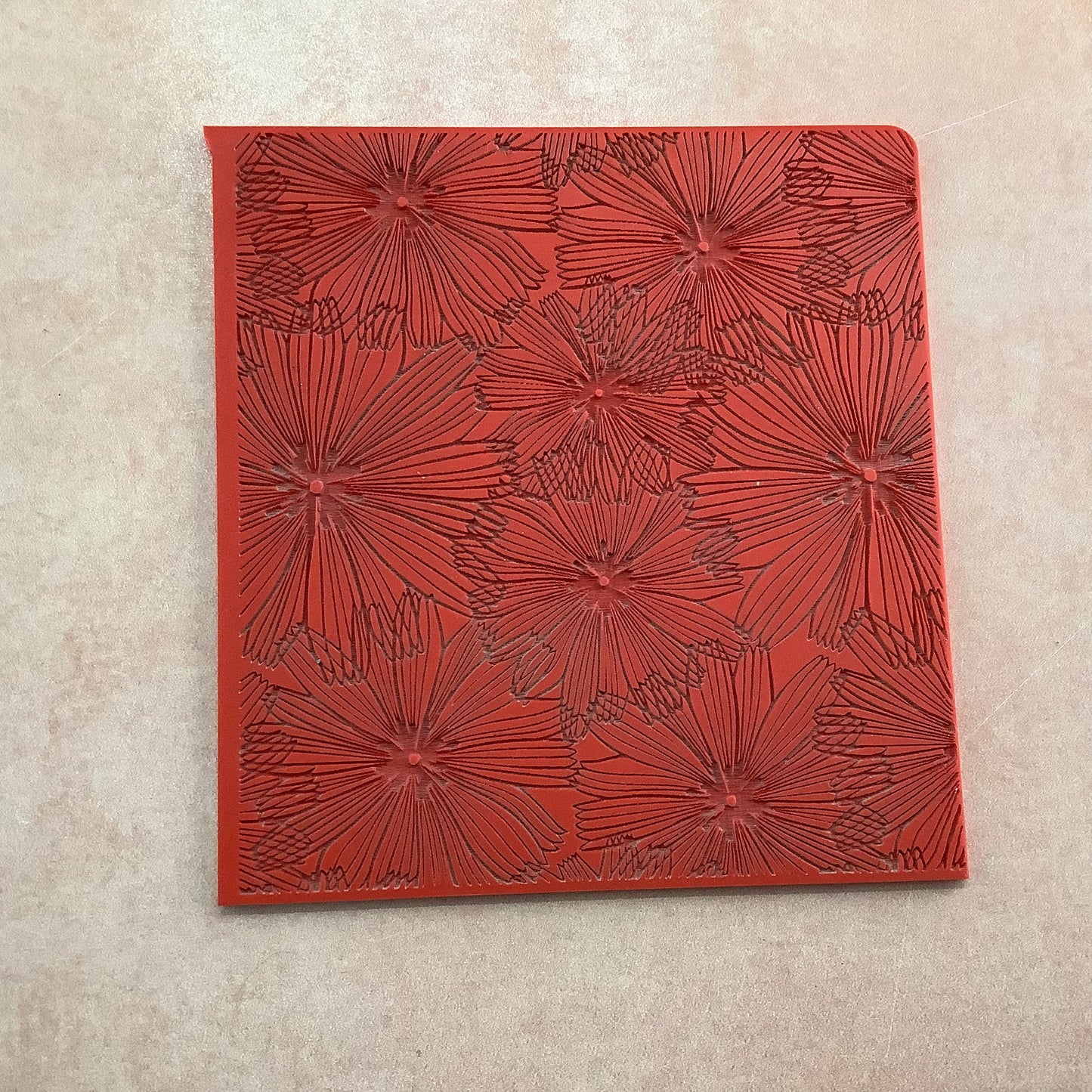 Wishing Flower Boho Rubber Stamp Texture Sheet Mat for polymer clay metal clay mixed media art