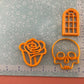 Gothic Romance Skull Window Rose polymer clay cutters