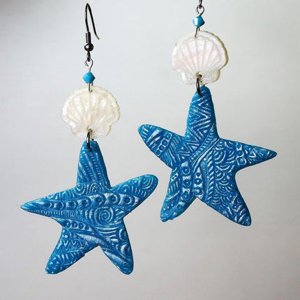 Starfish polymer clay earring Clay Cutter set mirrored pair - Create Along 