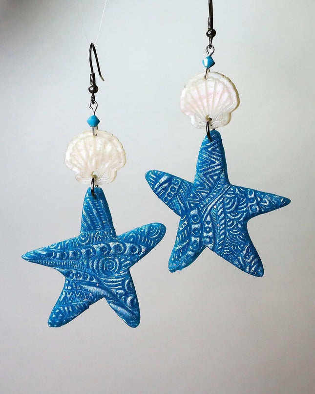 Starfish polymer clay earring Clay Cutter set mirrored pair - Create Along 