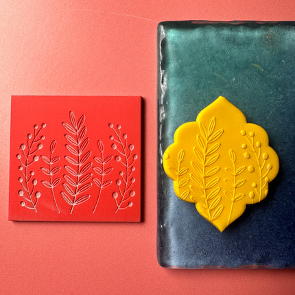 Meadow botanical rubber stamp deco element small stamps for polymer clay and crafts - Create Along 